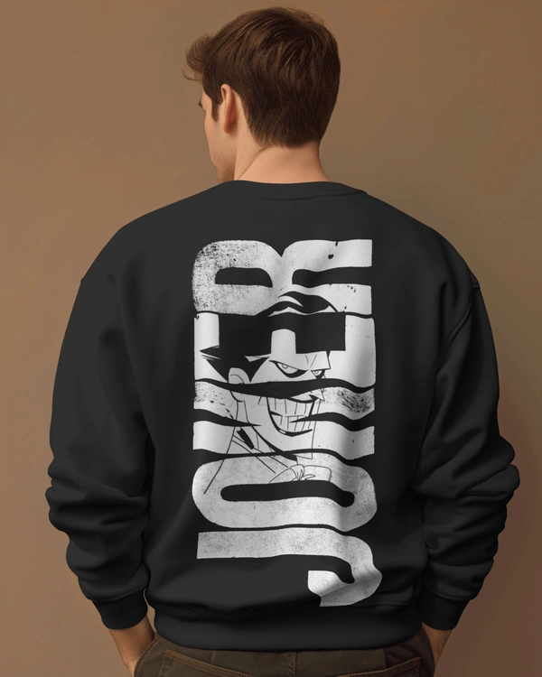 Joker Back Printed Sweatshirt For Men, Black Full sleeve Sweatshirt  - Black, M