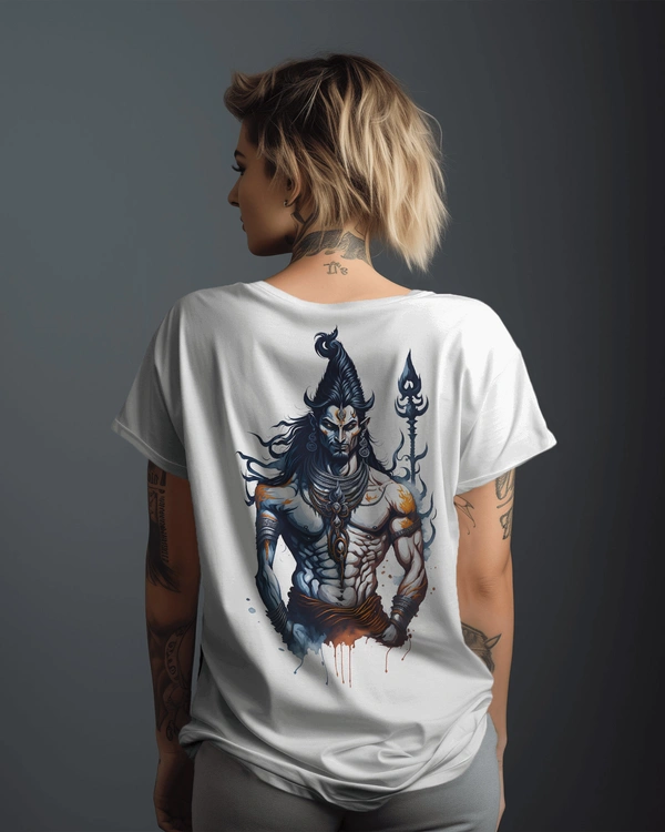 Makhakal Back And Front Printed Tshirt For Women, White Short Sleeve Tshirt  - White, L