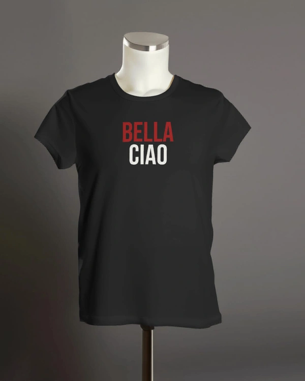 Bella Ciao Black Regular Fit Both Side Printed Tshirt  - Black, XL