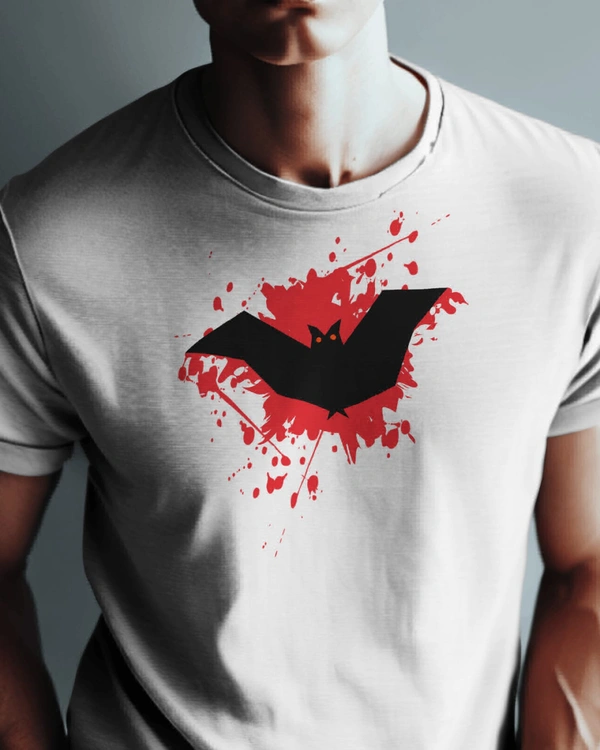 Bat Tshirt, Front Printed White Regular Fit Tshirt  - White, M