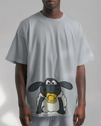Cartoon Tshirt, Oversized Printed Tshirt  - White, Free