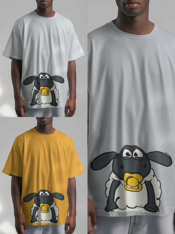 Cartoon Tshirt, Oversized Printed Tshirt  - White, Free
