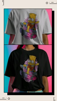 Simpson Tshirt, Regular Fit Round Neck Tshirt  - Black, M