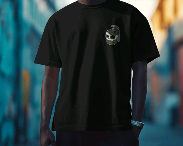 Ghost Biker Tshirt, Regular Fit Round Neck Printed Tshirt  - Black, M
