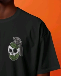 Ghost Biker Tshirt, Regular Fit Round Neck Printed Tshirt  - Black, L