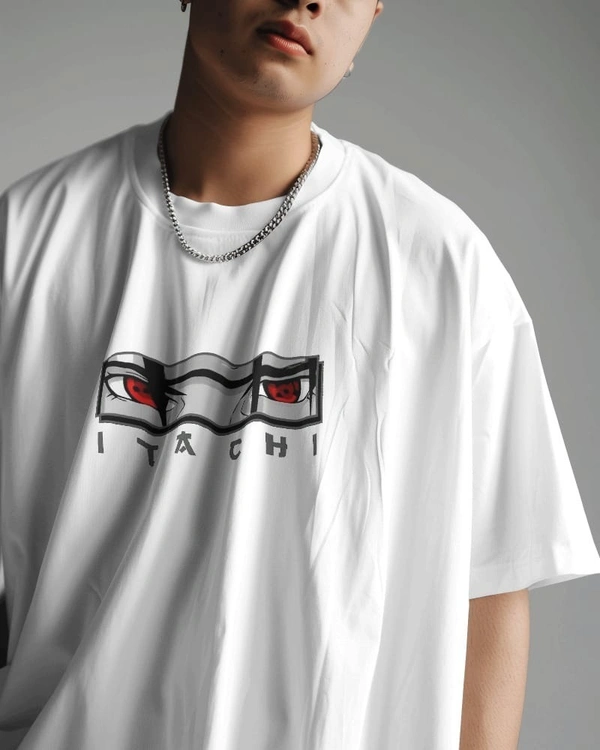Itachi front and back side printed over sized t-shirt - ONE, White