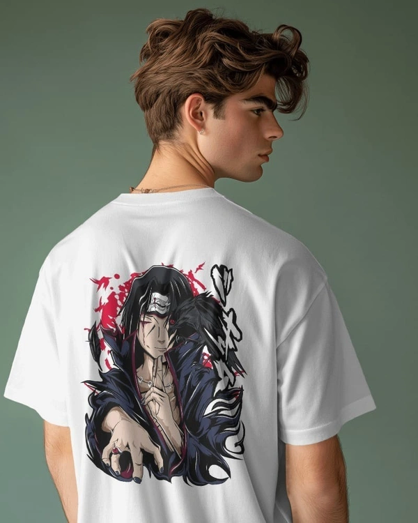 Itachi front and back side printed over sized t-shirt - ONE, White