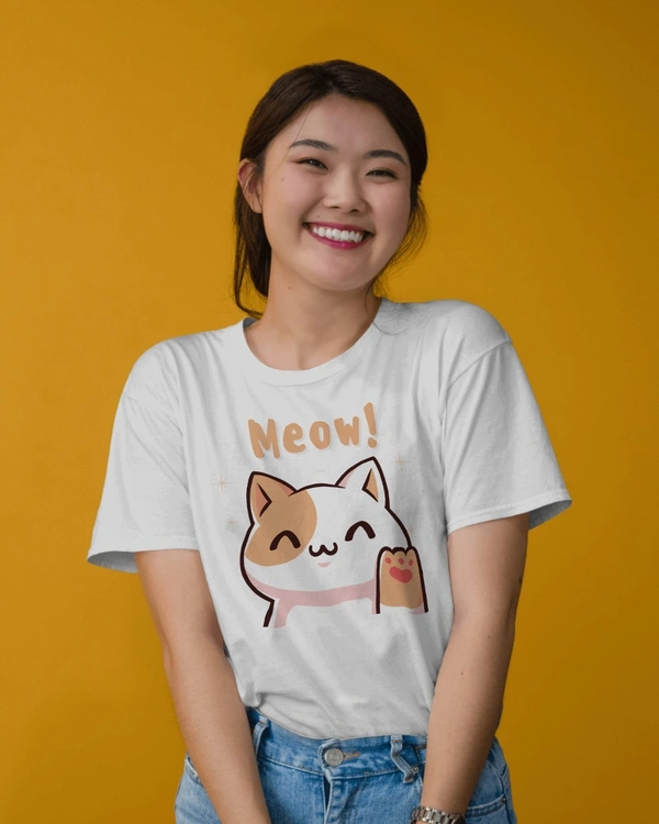 MEW t-shirt for women's , round neck printed tshirt  - M, White