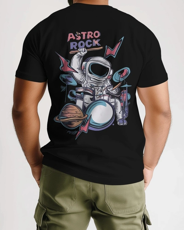 Astronaut back printed regular fit tshirt - XL, Black
