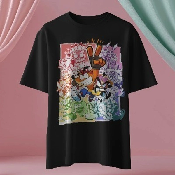 Cartoon Graphic printed tshirt, unisex round neck pure cotton tshirt - XL, White