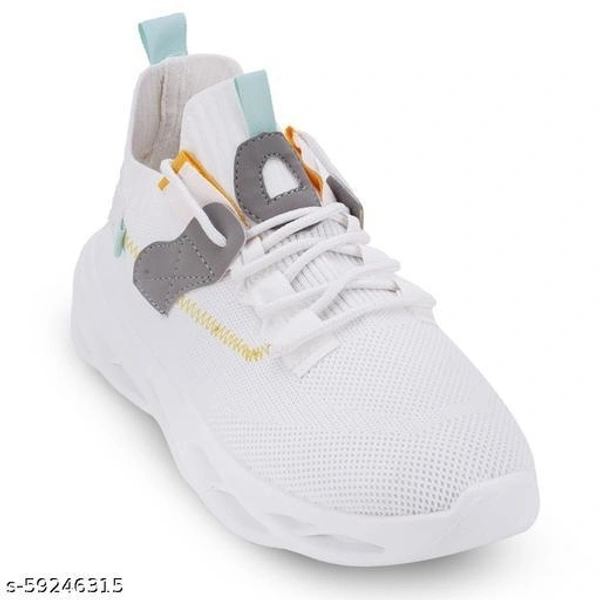 White Woven Designed Sneakers For Men - IND 10