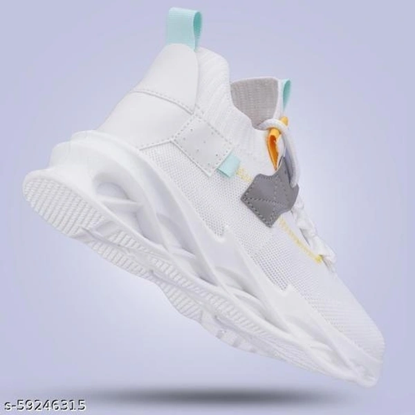 White Woven Designed Sneakers For Men - IND 7