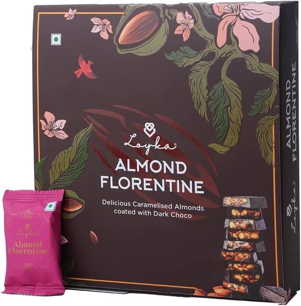 Loyka Almond Florentine Box - 12 pcs | Premium Chocolate Gift Hamper | Choco & Nut Dryfruit Delicacy | Caramalised Almonds coated with Dark Choco | Any-time snack
