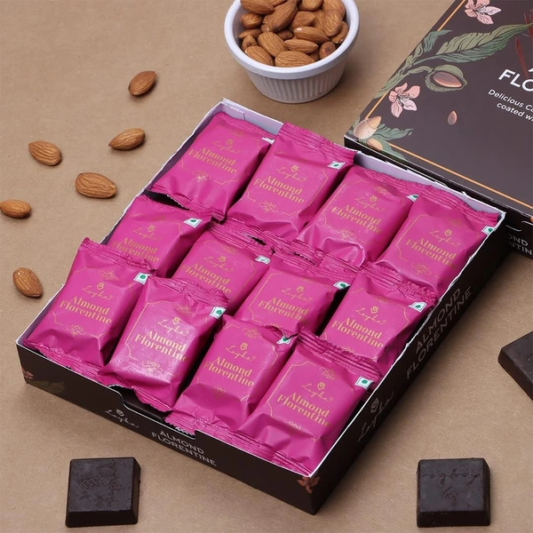 Loyka Almond Florentine Box - 12 pcs | Premium Chocolate Gift Hamper | Choco & Nut Dryfruit Delicacy | Caramalised Almonds coated with Dark Choco | Any-time snack