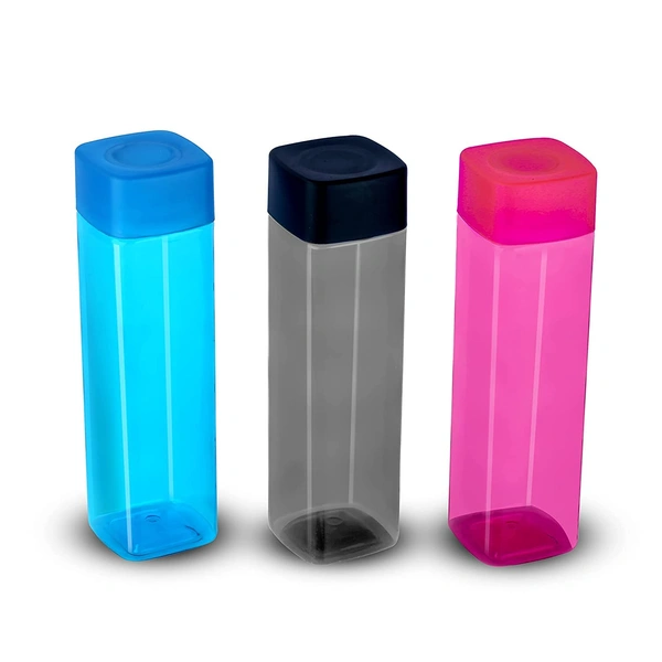 1000ml Square Shape Plastic Water Bottle With Square Cap(Pack Of 3 )