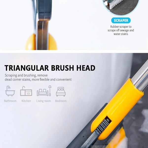 Bathroom Cleaning Rotating Brush With Wiper