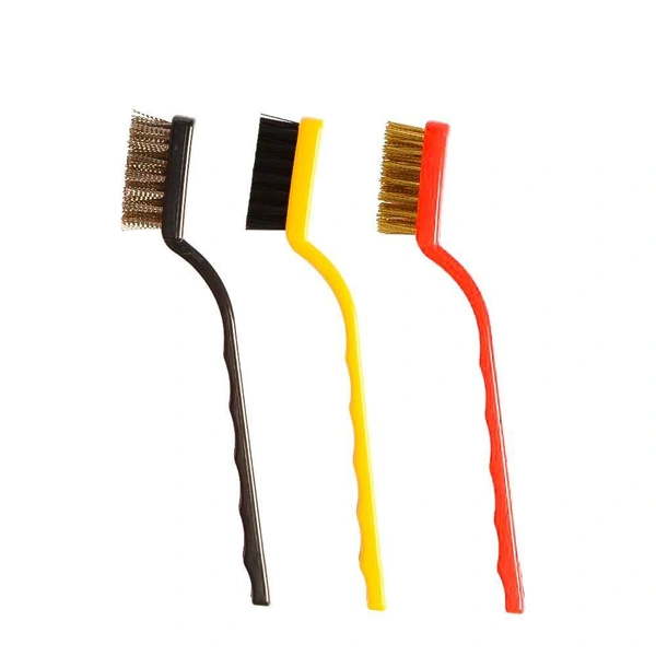 BKH184  3 Pc Mini Brush Set Brass.Steel,Nylon Bristles