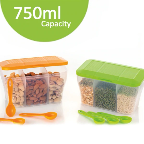 BKH2625 3 Section Square Storage Container 750ml