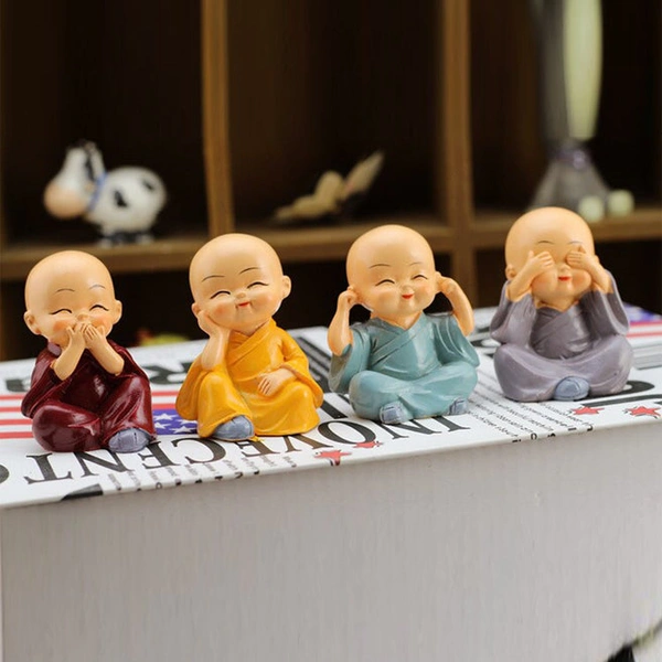 BKH4781 Baby Buddha 4pcs Set Office Car House Decoration