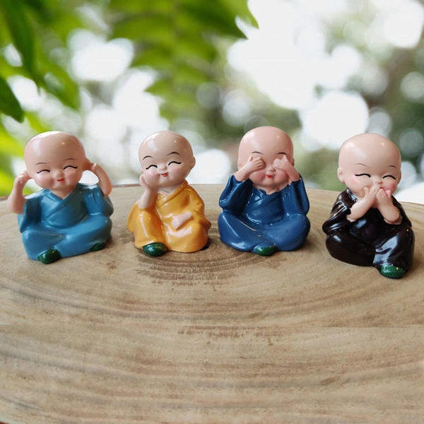 BKH4781 Baby Buddha 4pcs Set Office Car House Decoration