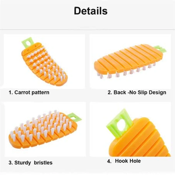 Carrot Shape Vegetable BPA Free Vegetable Scrubber Non‑Toxic Fruit Brush