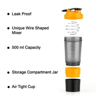 Gym Protein Shaker Bottle with Free Hand Grip with Steel Ball