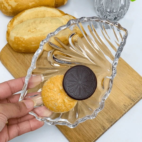 Leaf shaped Glass Serve tray