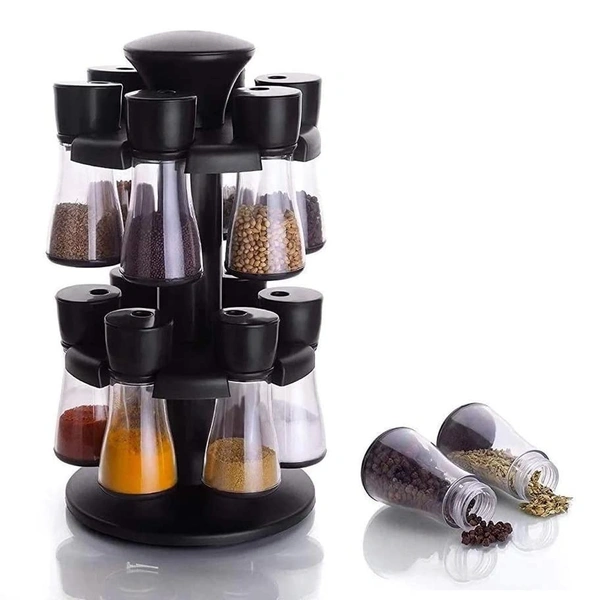 Premium Multipurpose Revolving Plastic Spice Rack Masala (12 Pcs)