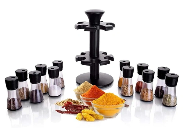 Premium Multipurpose Revolving Plastic Spice Rack Masala (12 Pcs)