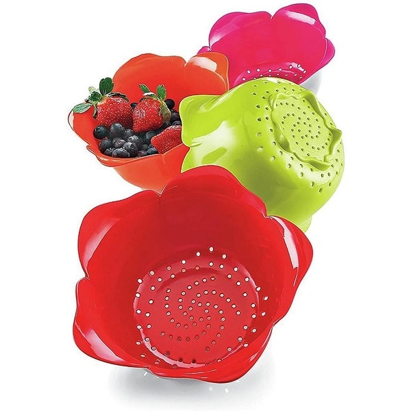 SP-001 Rose Shape Rice Fruit Vegetable Strainer Basket (1pcs)