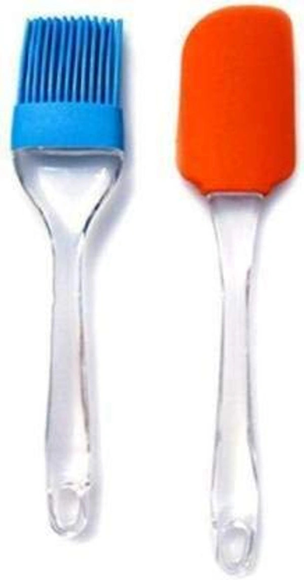 Spatula and Pastry Silicon Brush (Set of 2, 18 Centimeters, Multi)