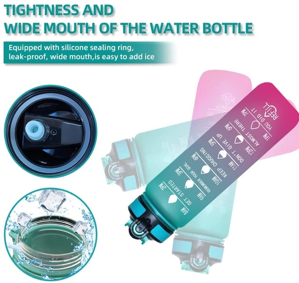 Unbreakable Silicone 1 Litre Motivational Water Bottle with Time Marke