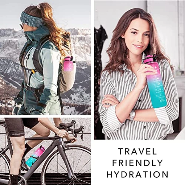 Unbreakable Silicone 1 Litre Motivational Water Bottle with Time Marke
