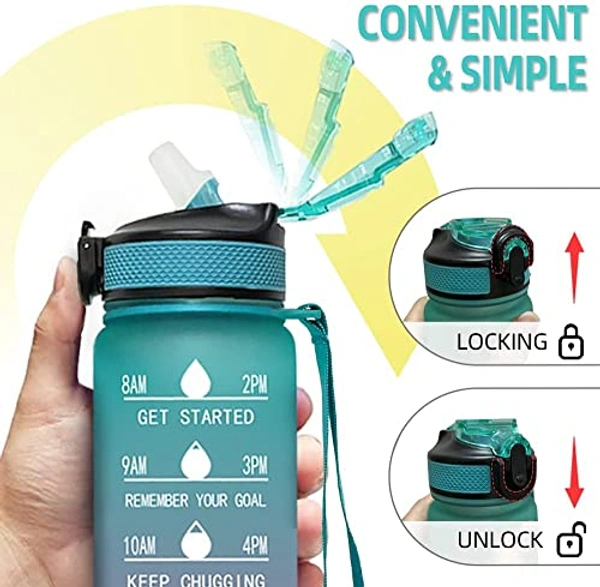 Unbreakable Silicone 1 Litre Motivational Water Bottle with Time Marke