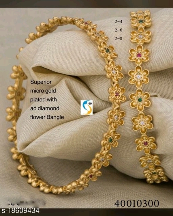 Gold Plated And Flowers Cut Design With Artificial Stones