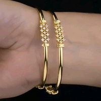 Gold Plated Bangles Made With Cz Stones And Ruby, Kundan