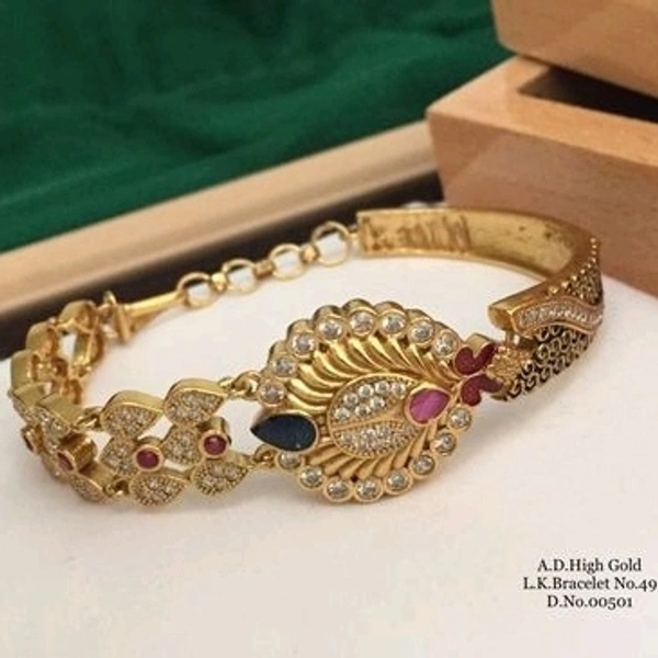 Unique Bracelet & Brass Metal & CopperPlating: Gold Plated  American Diamond Dispatch In 2-3 Days