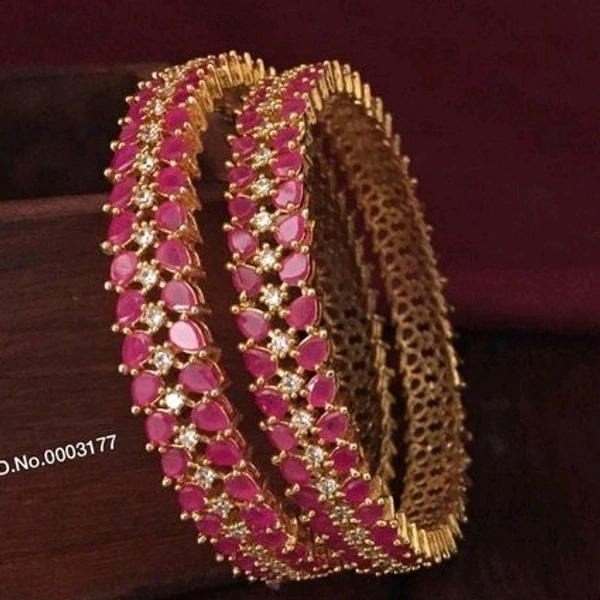 Brass Metal,gold Plated American Diamonds And Ruby Bangles ,Dispatch: 2-3 Days Cod Available