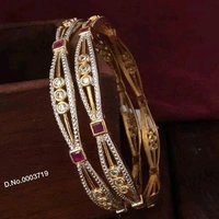 Brass Metal,gold Plated American Diamonds And Ruby Bangles ,Dispatch: 2-3 Days Cod Available
