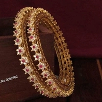 Brass Metal,gold Plated American Diamonds And Ruby Bangles ,Dispatch: 2-3 Days Cod Available