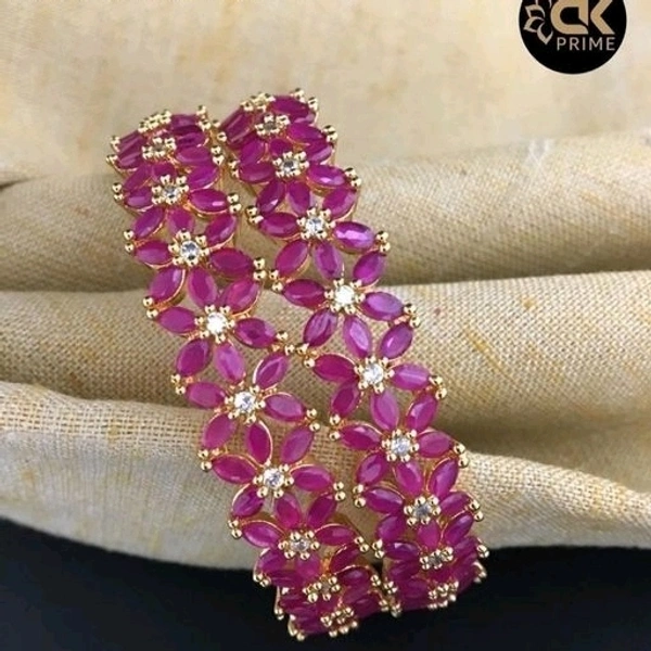 Brass Metal,gold Plated American Diamonds And Ruby Bangles ,Dispatch: 2-3 Days Cod Available