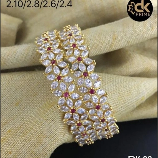 Brass Metal,gold Plated American Diamonds And Green Kundan Bangles ,Dispatch: 2-3 Days Cod Available