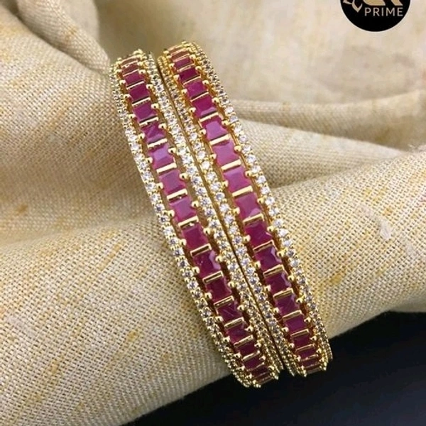 Brass Metal,gold Plated American Diamonds And Ruby Bangles ,Dispatch: 2-3 Days Cod Available