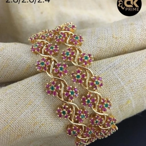 Brass Metal,gold Plated American Diamonds And Ruby Bangles ,Dispatch: 2-3 Days Cod Available