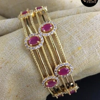 Brass Metal,gold Plated American Diamonds And Ruby Bangles ,Dispatch: 2-3 Days Cod Available