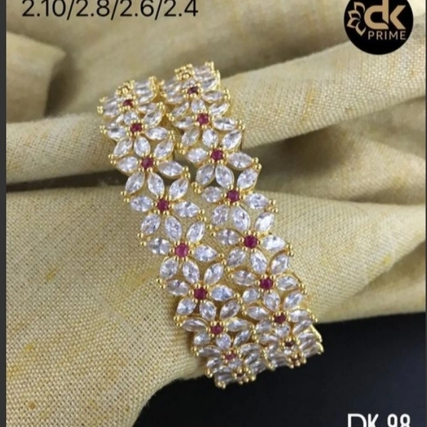 Brass Metal,gold Plated American Diamonds And Ruby Bangles ,Dispatch: 2-3 Days Cod Available