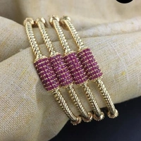 Brass Metal,gold Plated American Diamonds And Ruby Bangles ,Dispatch: 2-3 Days Cod Available
