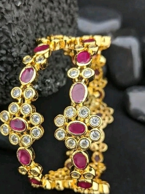Brass Metal,gold Plated American Diamonds And Ruby Bangles ,Dispatch: 2-3 Days Cod Available