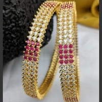 Brass Metal,gold Plated American Diamonds And Ruby Bangles ,Dispatch: 2-3 Days Cod Available