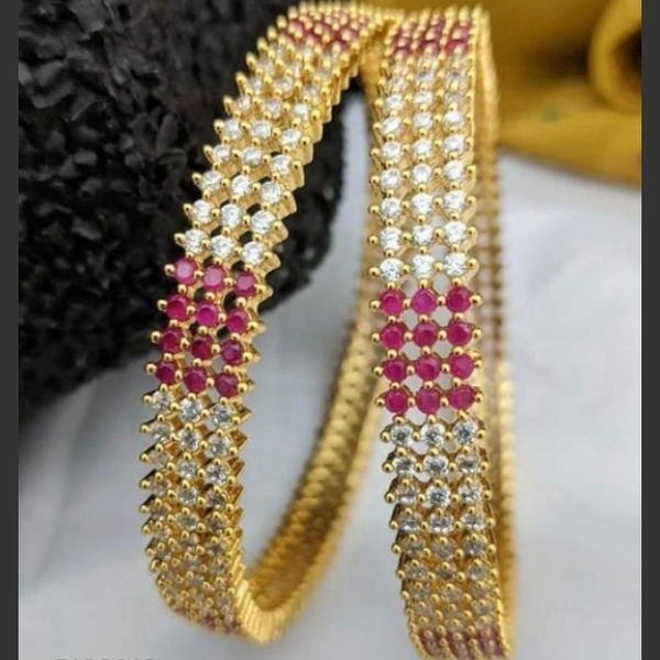 Brass Metal,gold Plated American Diamonds And Ruby Bangles ,Dispatch: 2-3 Days Cod Available